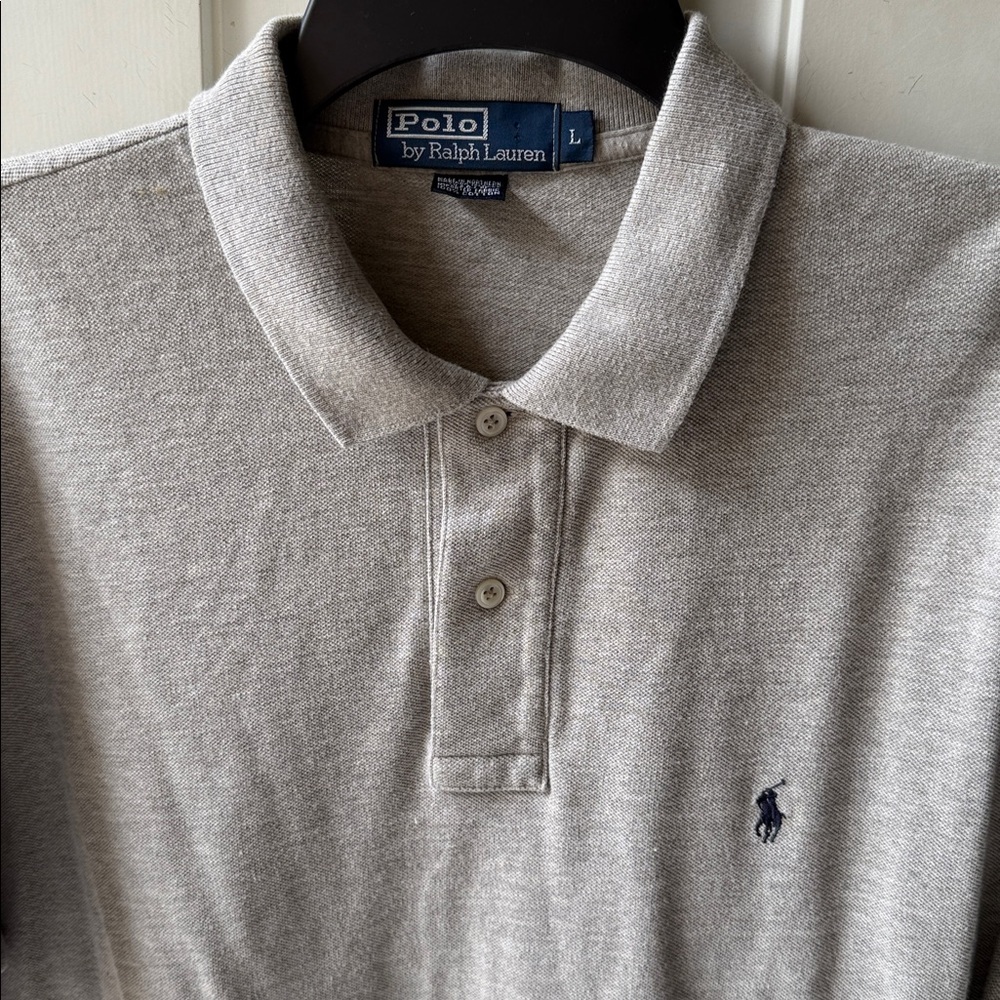 Polo by Ralph Lauren Men's Light Gray Polo Shirt 100%cotton size L